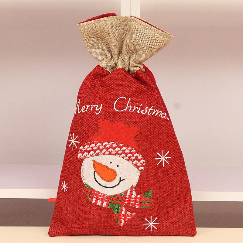 1PC Christmas Santa Candy Gift Bag Knit Fabric