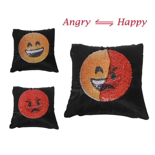 1Pc Emoji Cushion Cover Sequin Mermaid Pillow