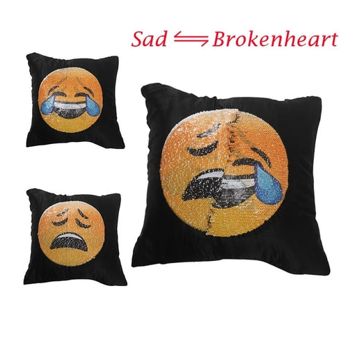 1Pc Emoji Cushion Cover Sequin Mermaid Pillow