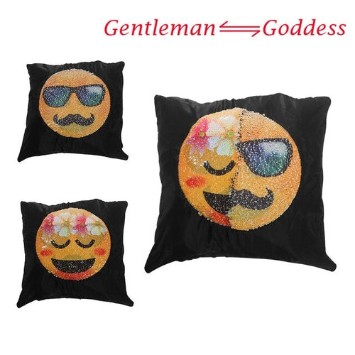 1Pc Emoji Cushion Cover Sequin Mermaid Pillow
