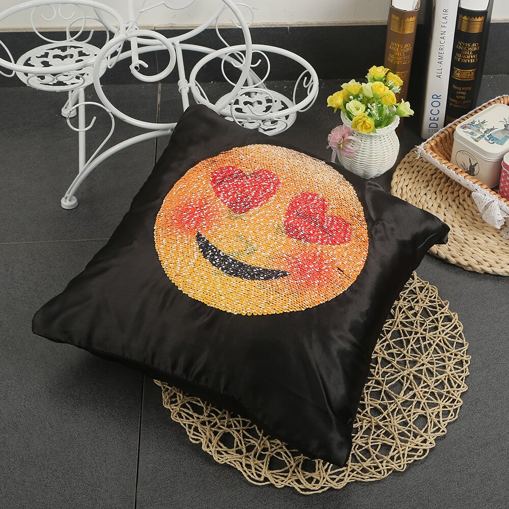 1Pc Emoji Cushion Cover Sequin Mermaid Pillow