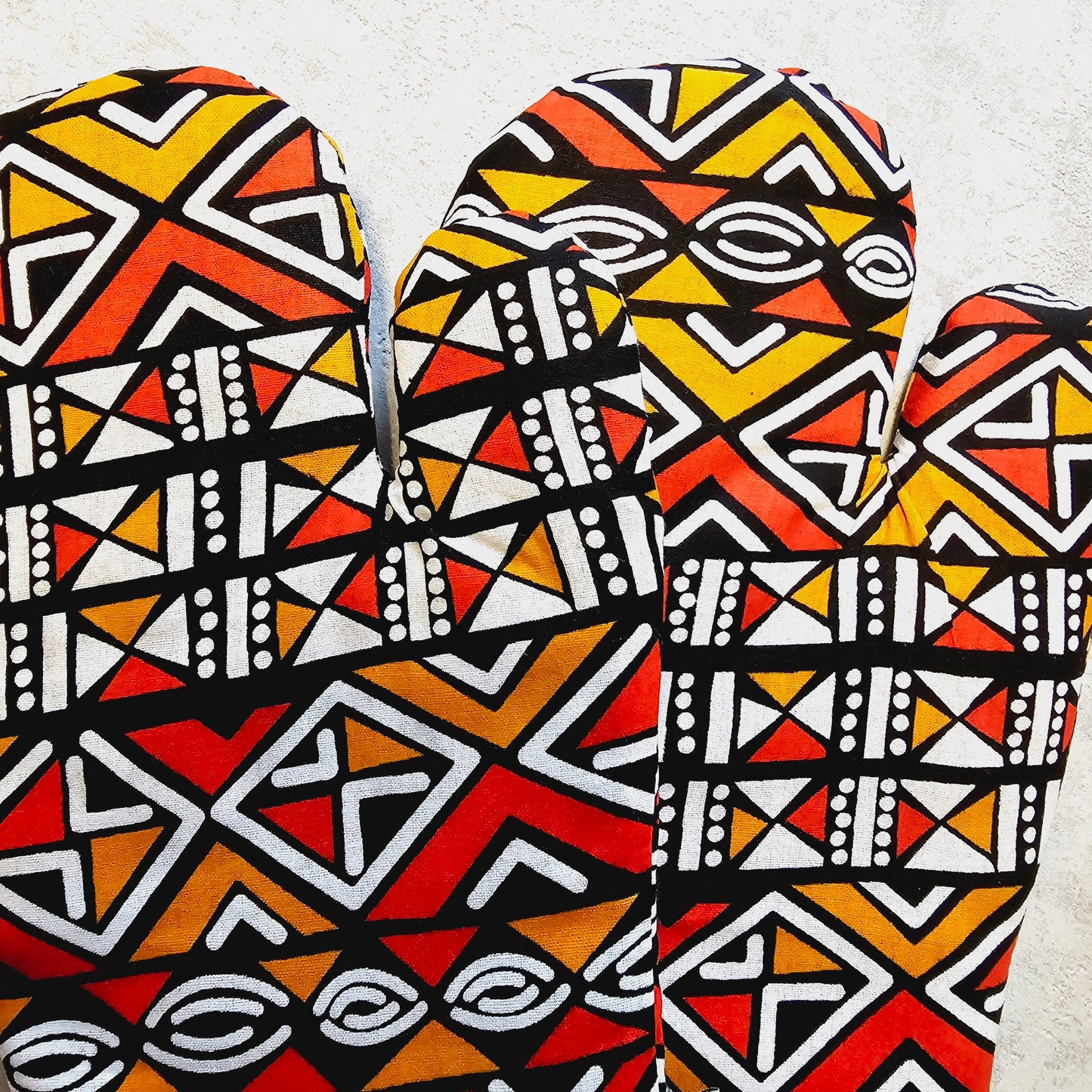 Set of 2 Oven Gloves Handmade "Mudcloth" Bogolan Print Inspired