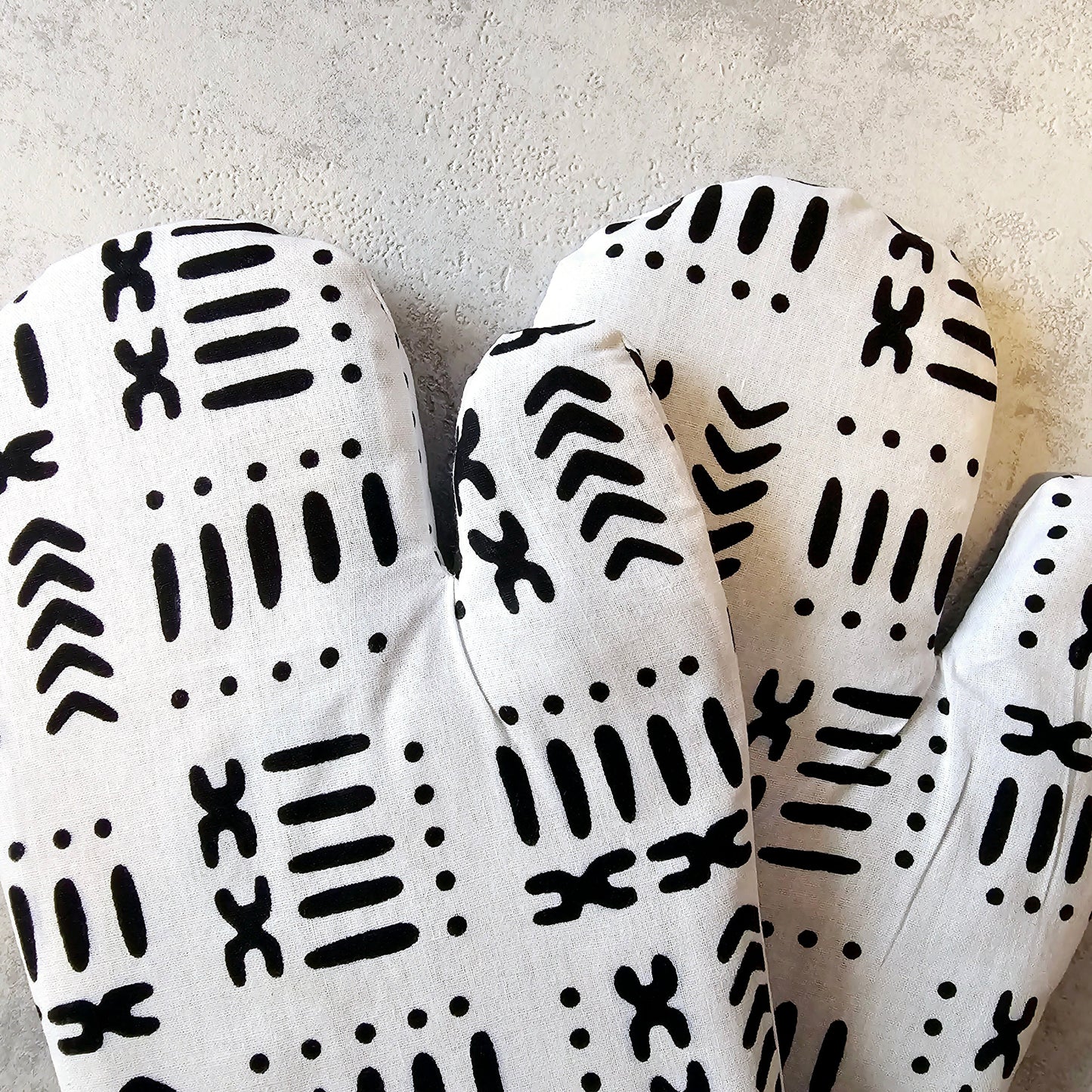 Set of 2 Oven Gloves Handmade "Mudcloth" Bogolan Print Inspired