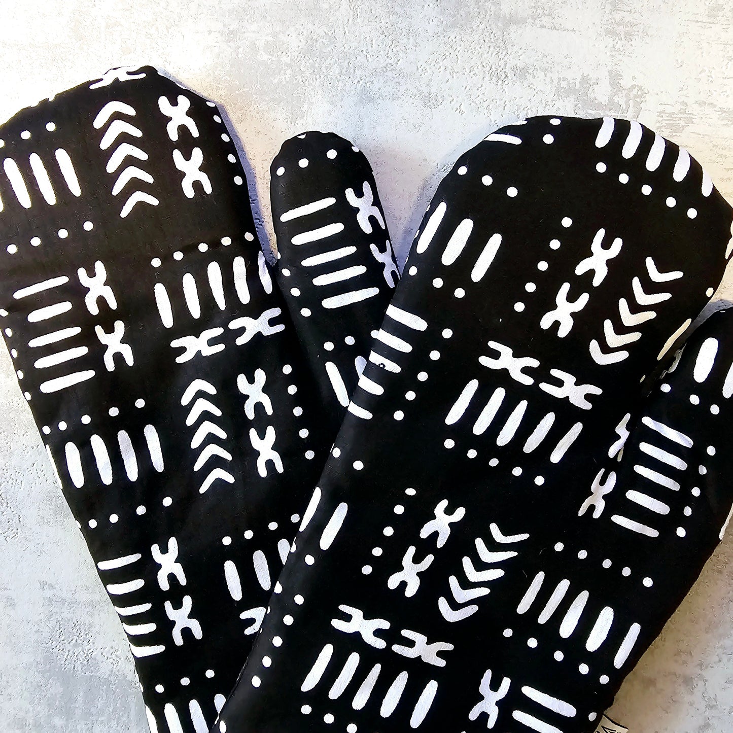 Set of 2 Oven Gloves Handmade "Mudcloth" Bogolan Print Inspired