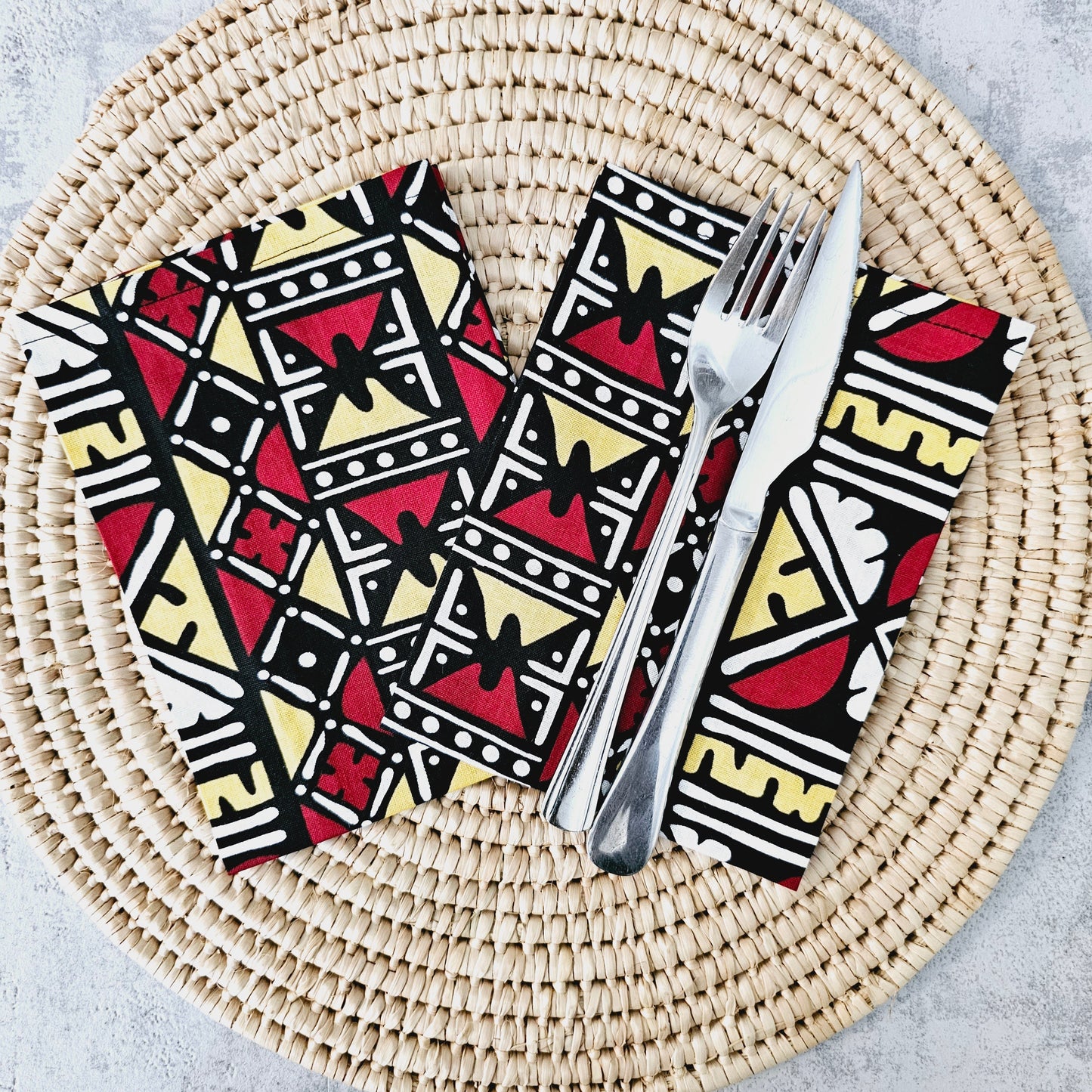 Set of 4 / 8 Napkins | 35x35cm | African Print, Ankara Wax, 100%
