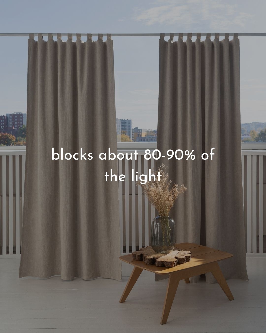 Natural linen curtain with blackout, tabs