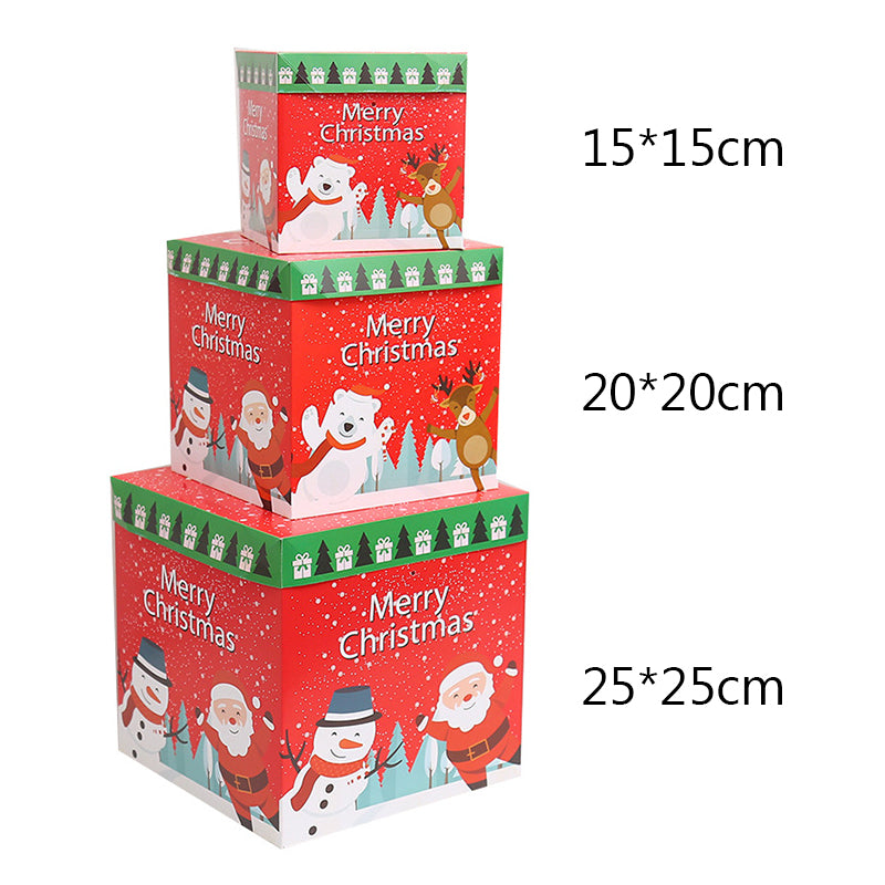 3PCS Christmas Paper Tin Candy Boxes Xmas Party