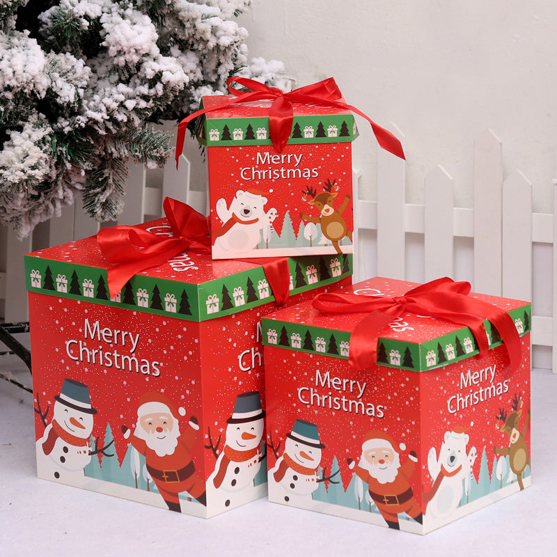 3PCS Christmas Paper Tin Candy Boxes Xmas Party