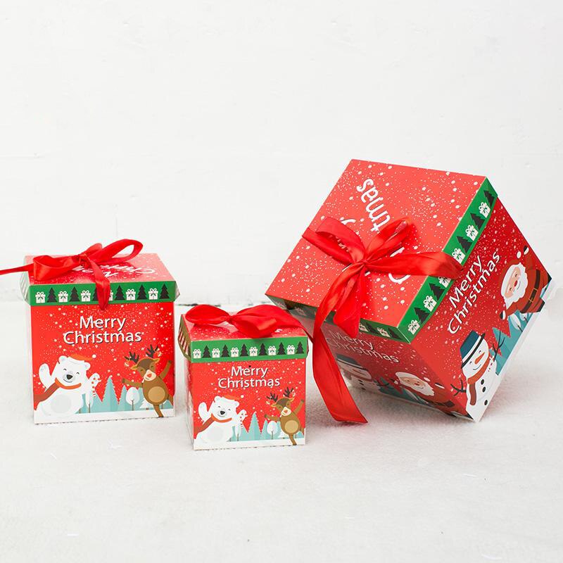 3PCS Christmas Paper Tin Candy Boxes Xmas Party