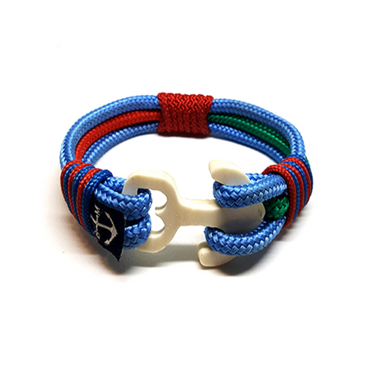 Blue, Red, and Green Wood Anchor Nautical Bracelet
