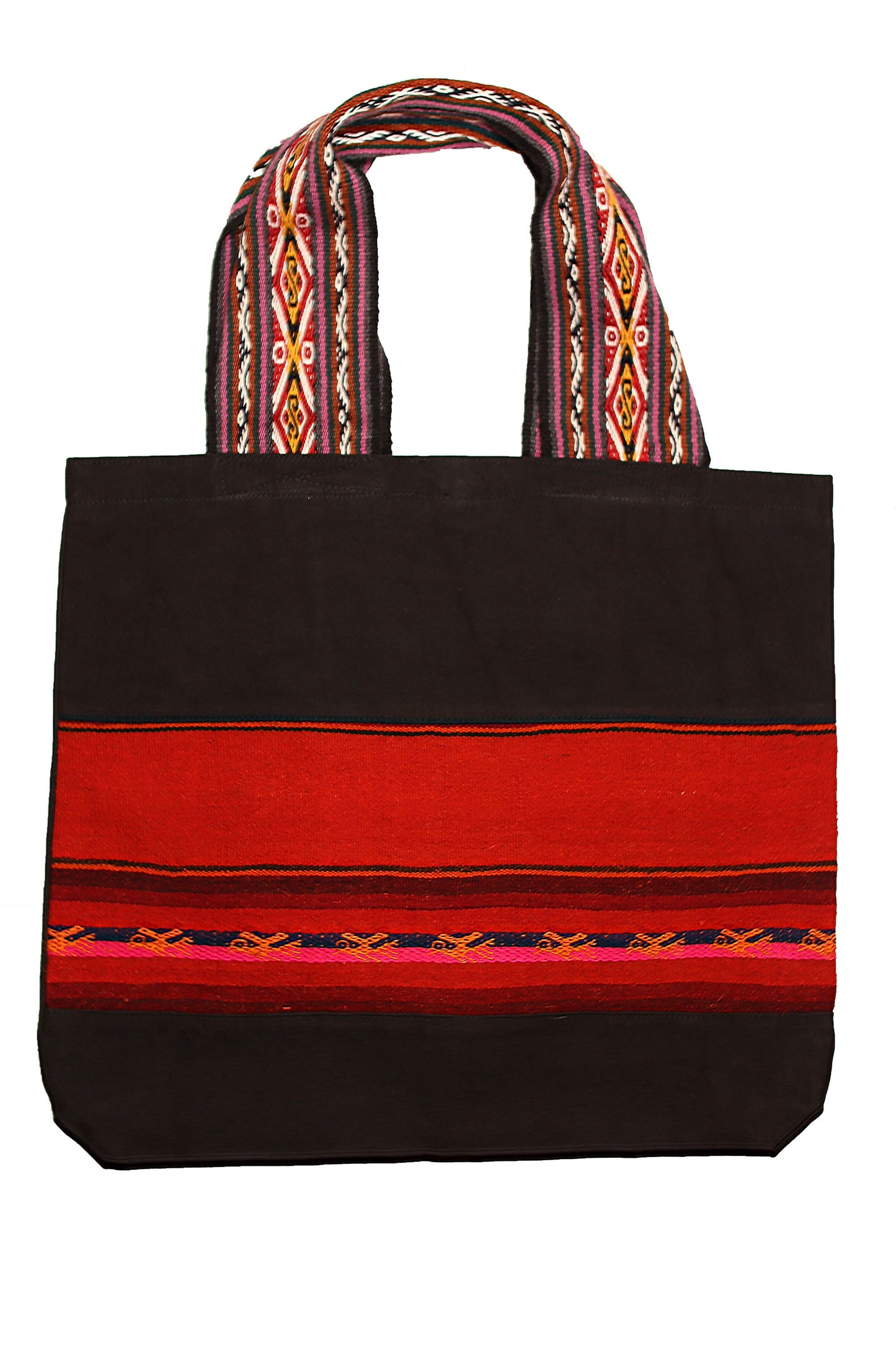 Land R, Peruvian Made, Handwoven Matte Black Tote Bags, Simple Horizon