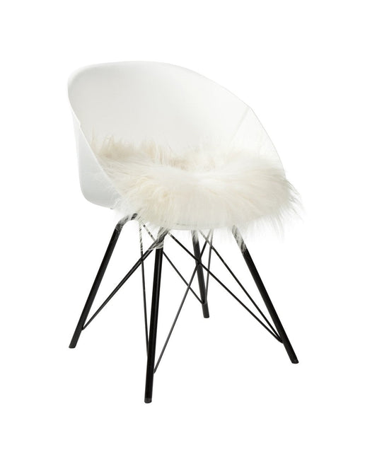 Stoelkussen schapenvacht patchwork | Natural wit | 37 x 37cm