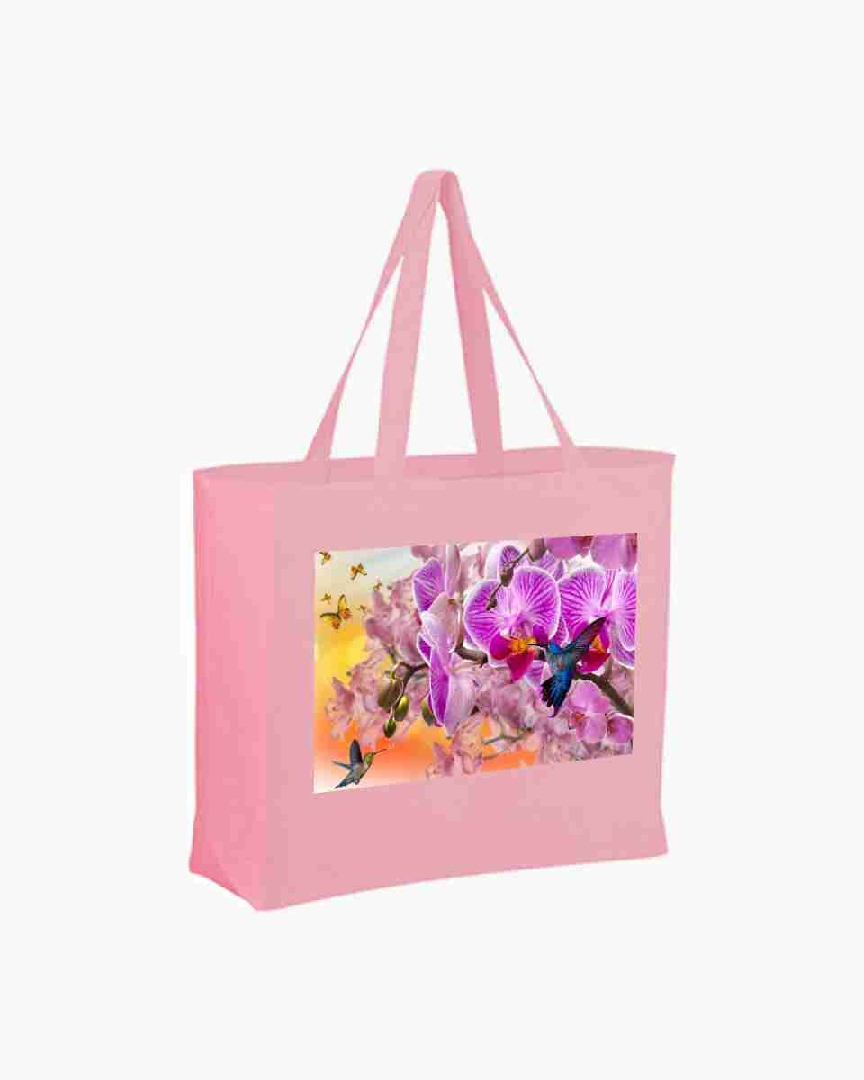 Hummingbirds  Pink Tote Grocery, Beach & Accessories Bag