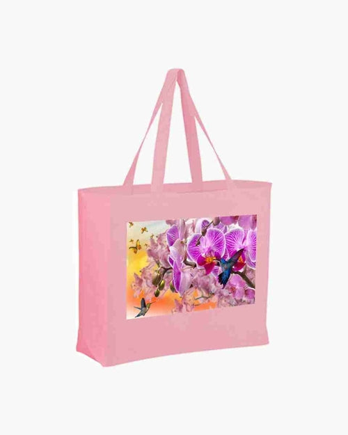 Hummingbirds  Pink Tote Grocery, Beach & Accessories Bag