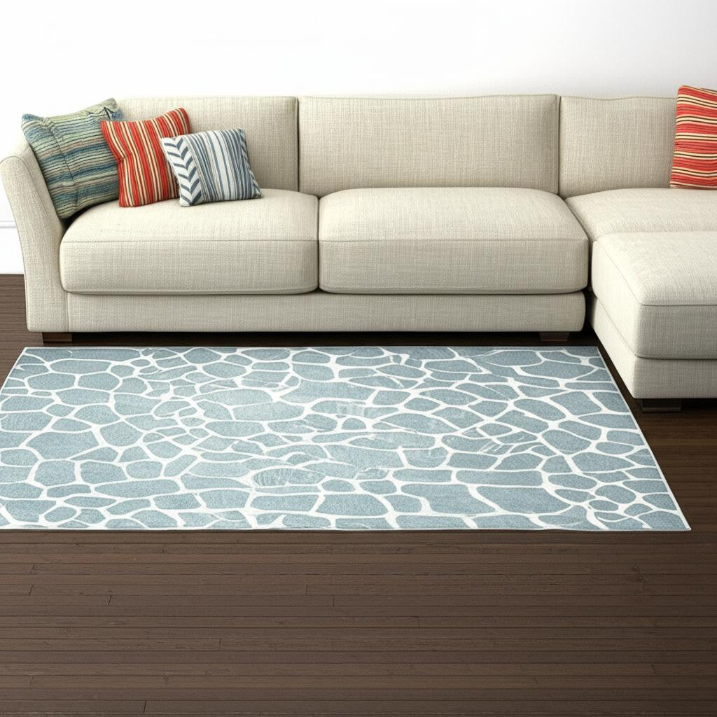 8' X 10' Gray and Ivory Animal Print Handmade Non Skid Area Rug