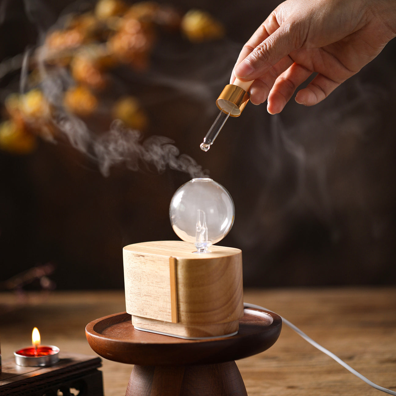 Mini Orb Nebuliser | Waterless Essential OIl Diffuser | Glass and Wood