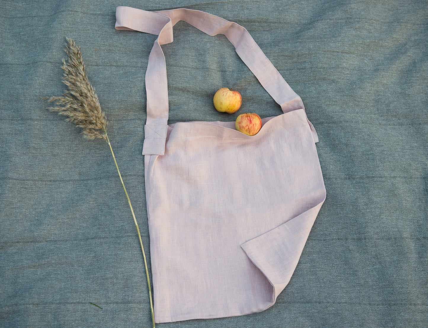 Pale Pink crossbody linen bag