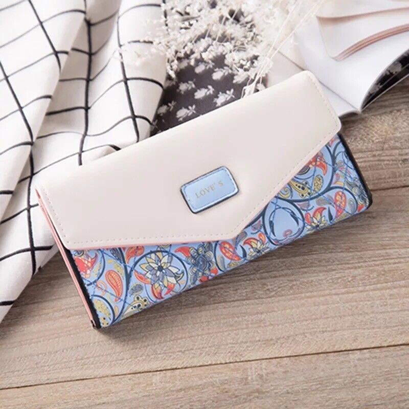 Fashion Women Leather Envelope Clutch Wallet Long Card Holder Purse