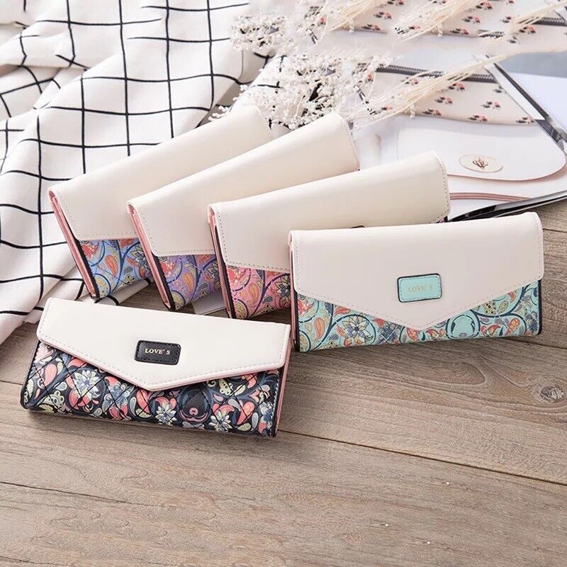 Fashion Women Leather Envelope Clutch Wallet Long Card Holder Purse