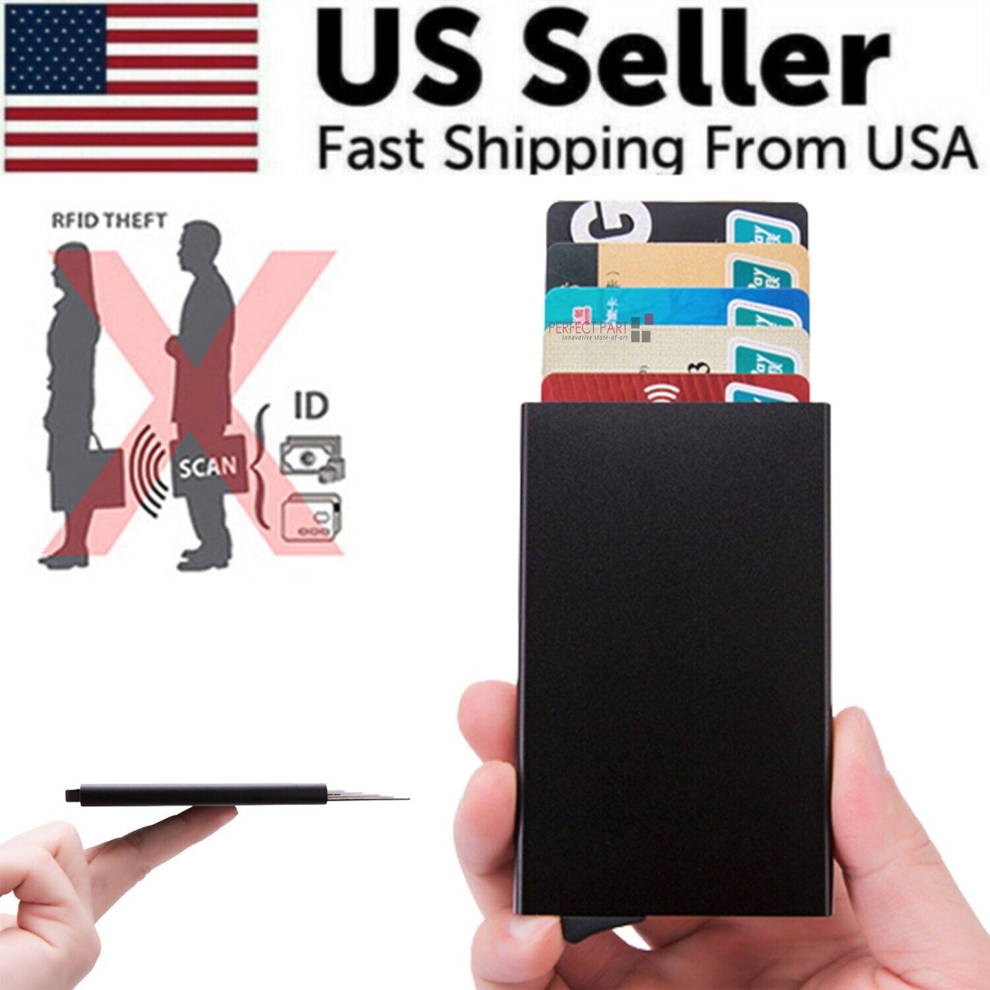 Mens RFID Blocking Slim Money Clip Carbon Fiber Wallet ID Credit Card