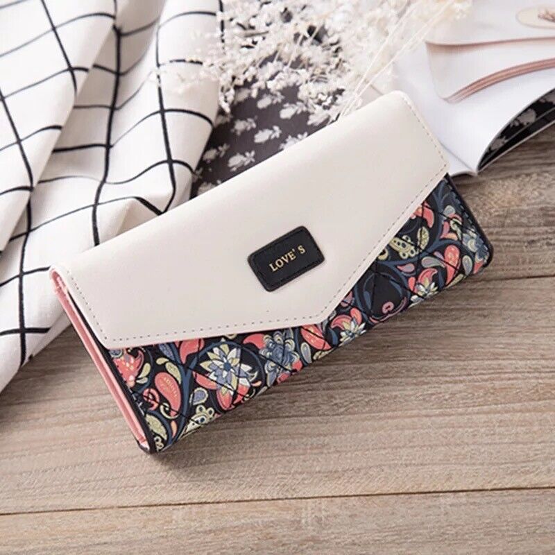 Fashion Women Leather Envelope Clutch Wallet Long Card Holder Purse