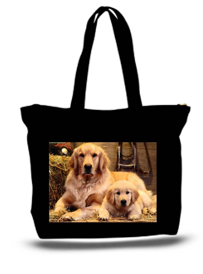 Golden Retrievers Large Tote New Zipper Bag