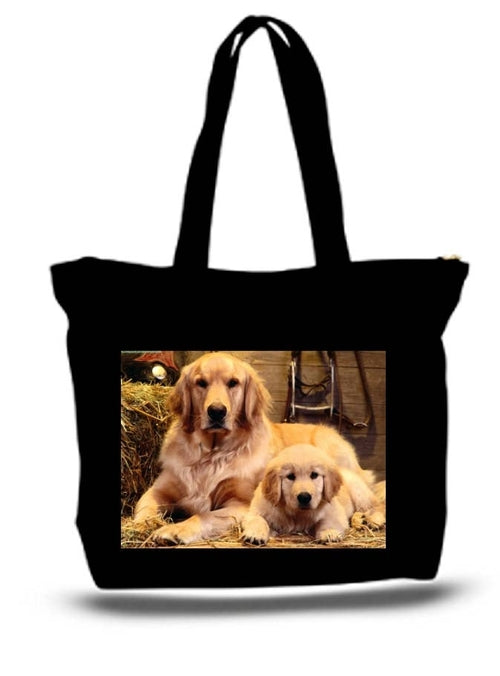 Golden Retrievers Large Tote New Zipper Bag