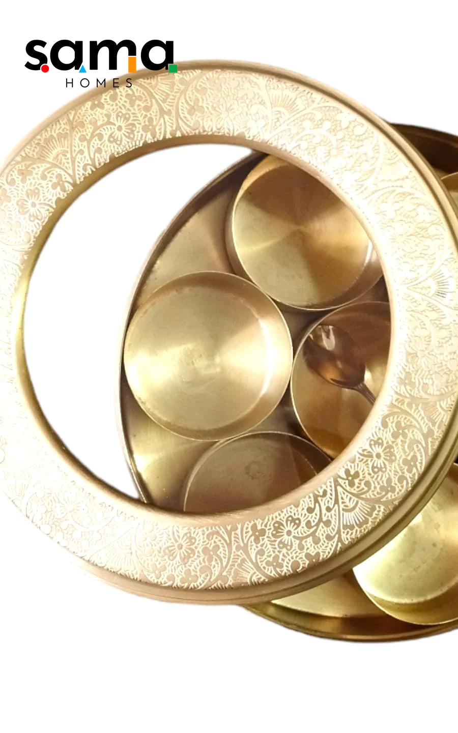 Brass Masala Box With Glass Cover Set for Kitchen with Spoon  | Spice