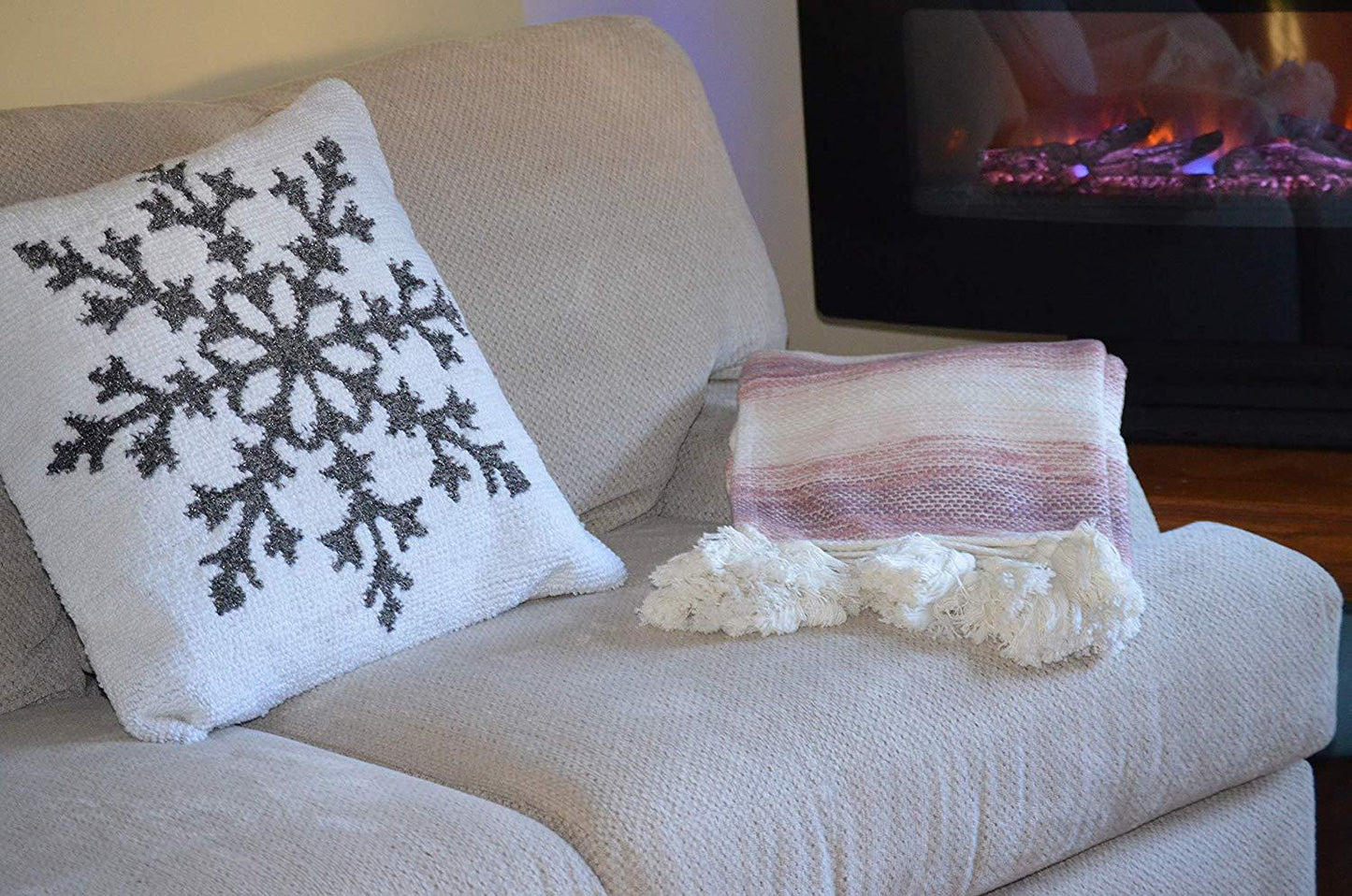 Hand loom Woven Textured Throw Blush/Lavender