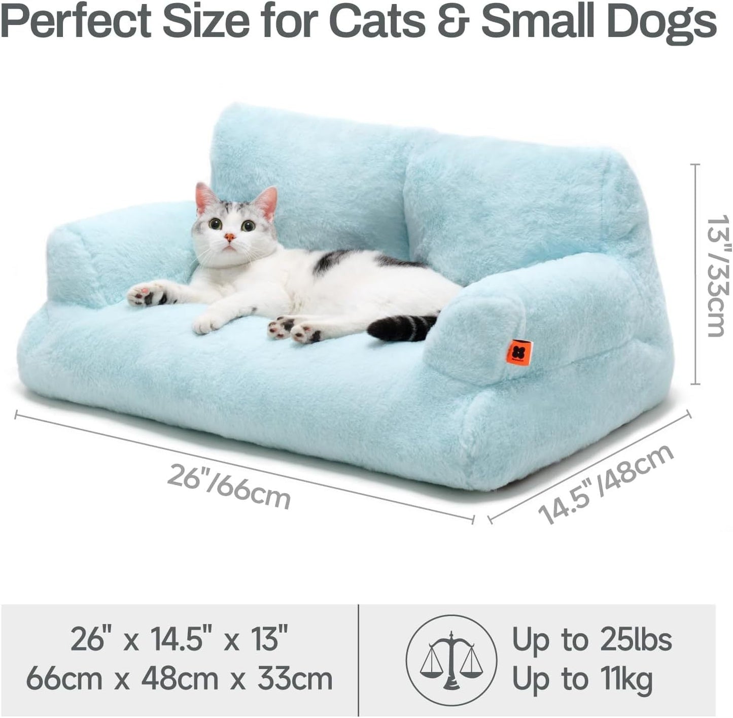 MEWOOFUN Plush Cat Bed For Indoor Cats - Washable 26x19x13 Inch Pet