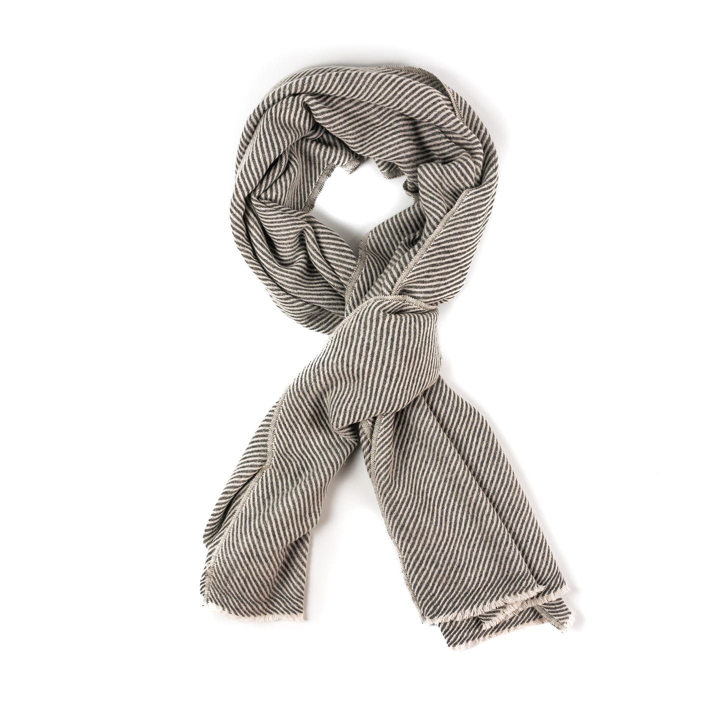Kaschmirschal grau mit Streifenmuster/ gestreift