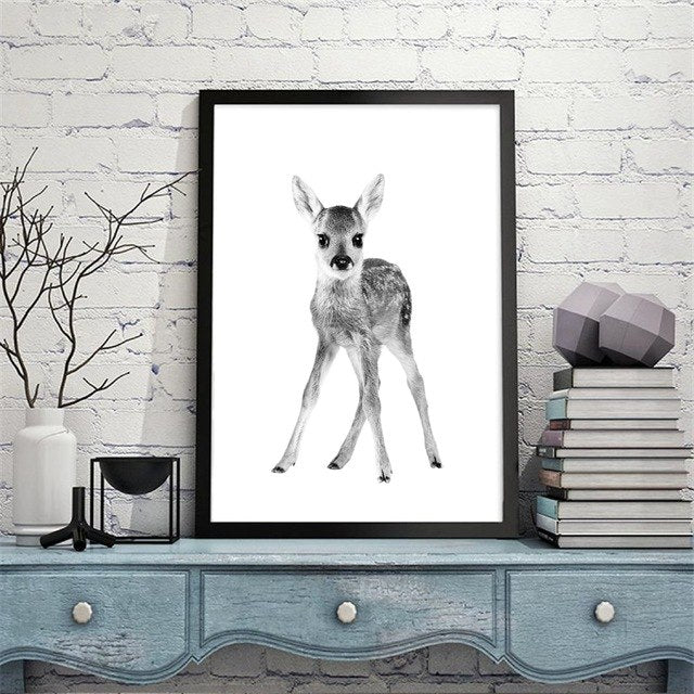 Baby Animal Deer Canvas Art Print Wall Picture ,