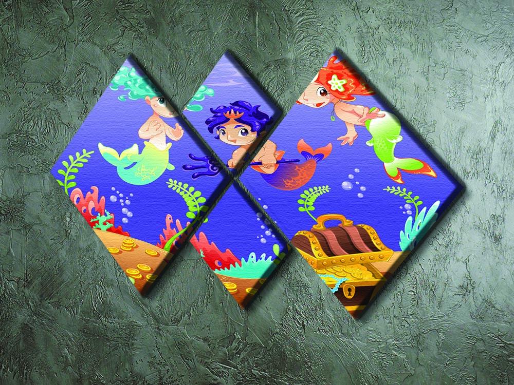 Baby Sirens and Baby Triton 4 Square Multi Panel Canvas