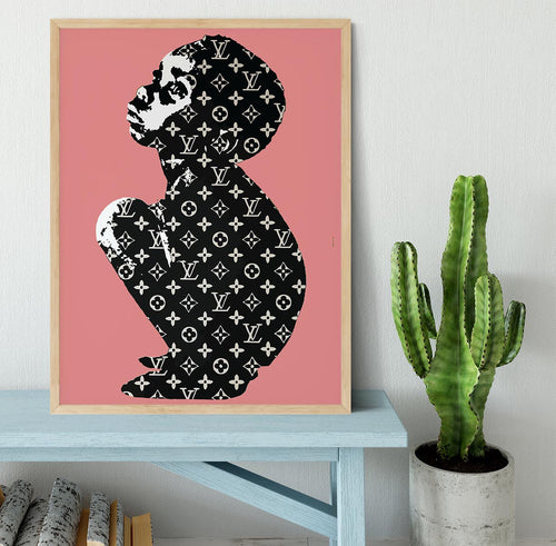 Banksy Louis Vuitton Kid Red Framed Print