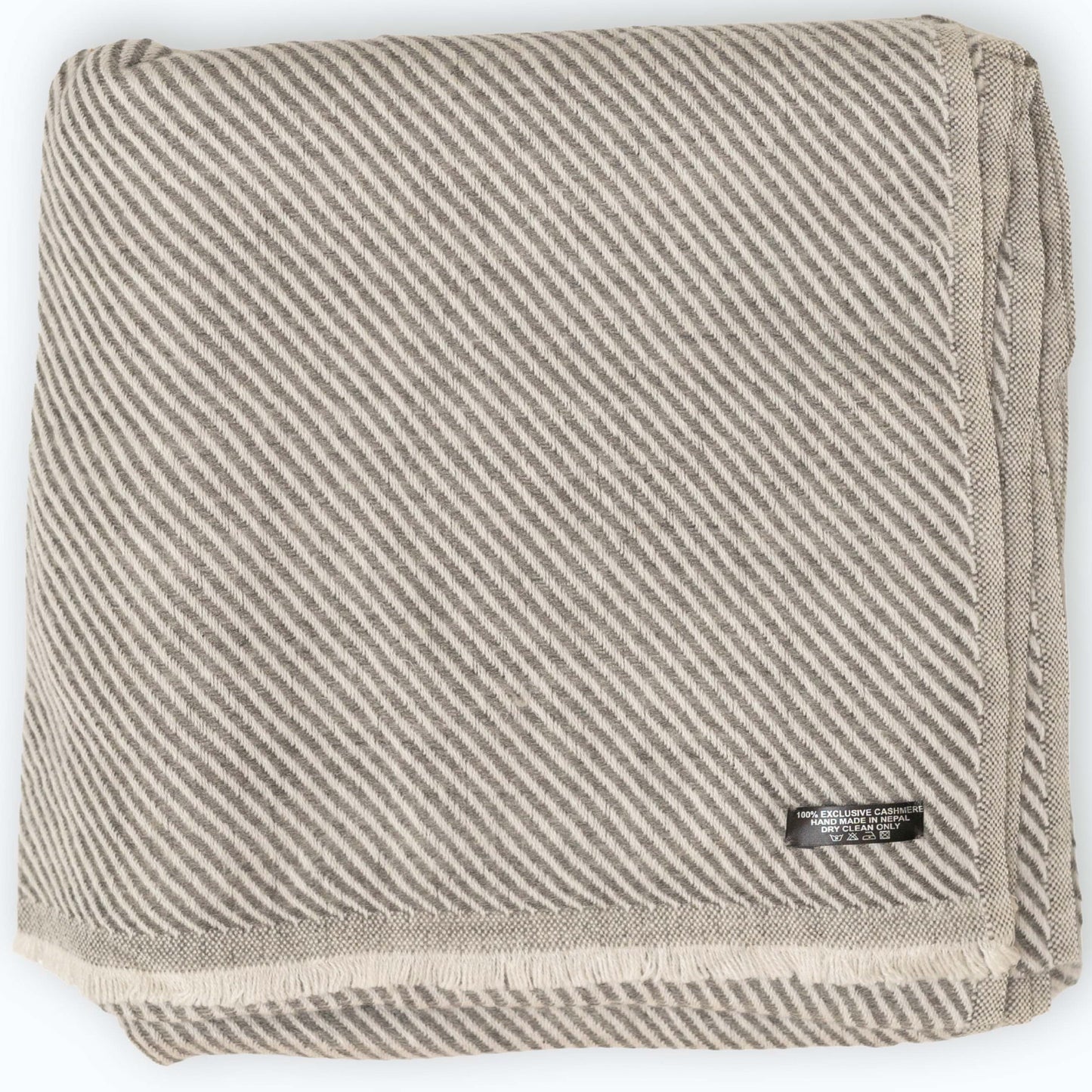 Kaschmirdecke hellgrau mit Streifenmuster/ gestreift