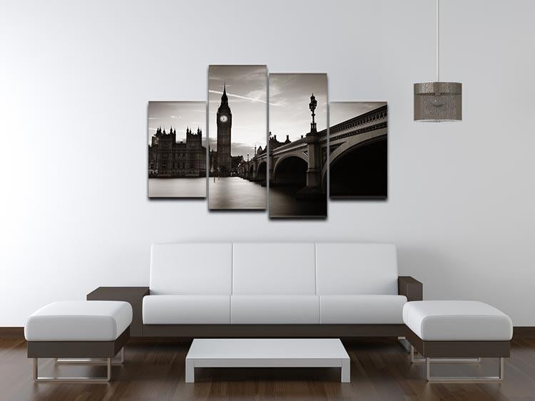 Big Ben and House of Parliament dusk panorama 4 Split Panel Canvas