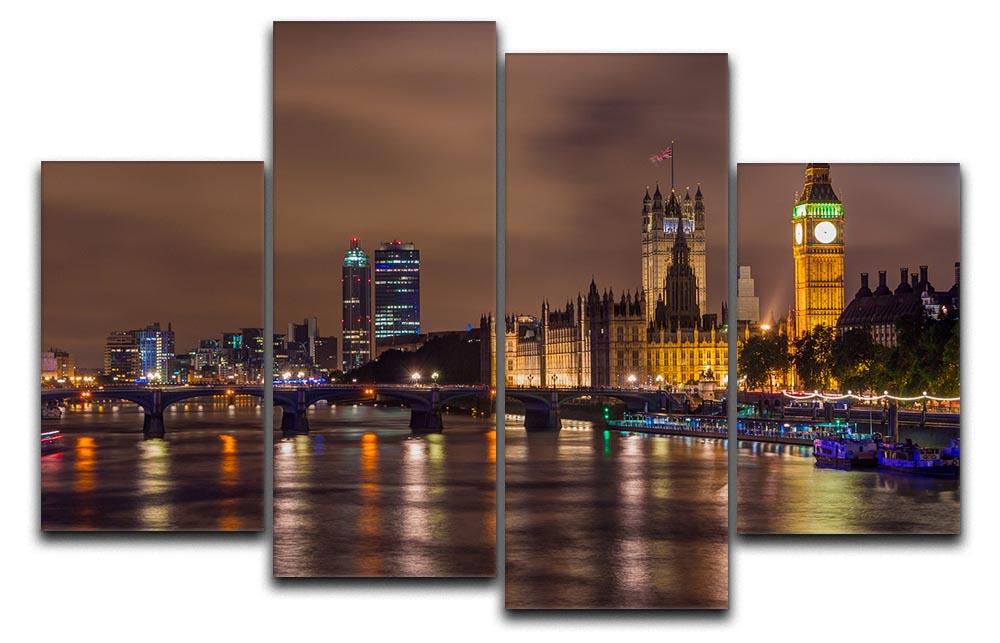 Big Ben and Westminster Bridge 4 Split Panel Canvas