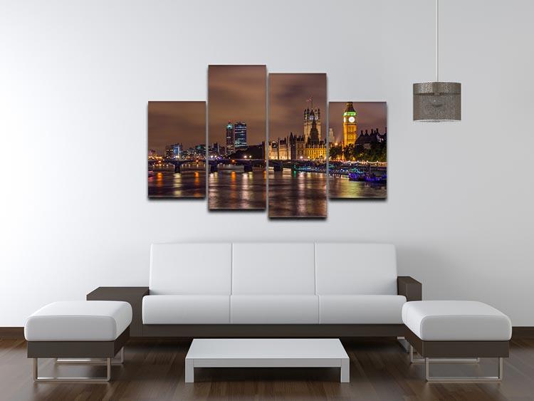Big Ben and Westminster Bridge 4 Split Panel Canvas
