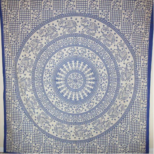 Blue Baby Elephant Chakra Mandala Tapestry
