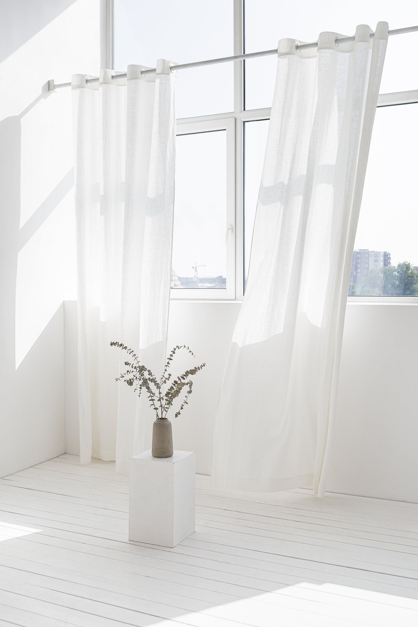 Light Grey linen curtain with grommets