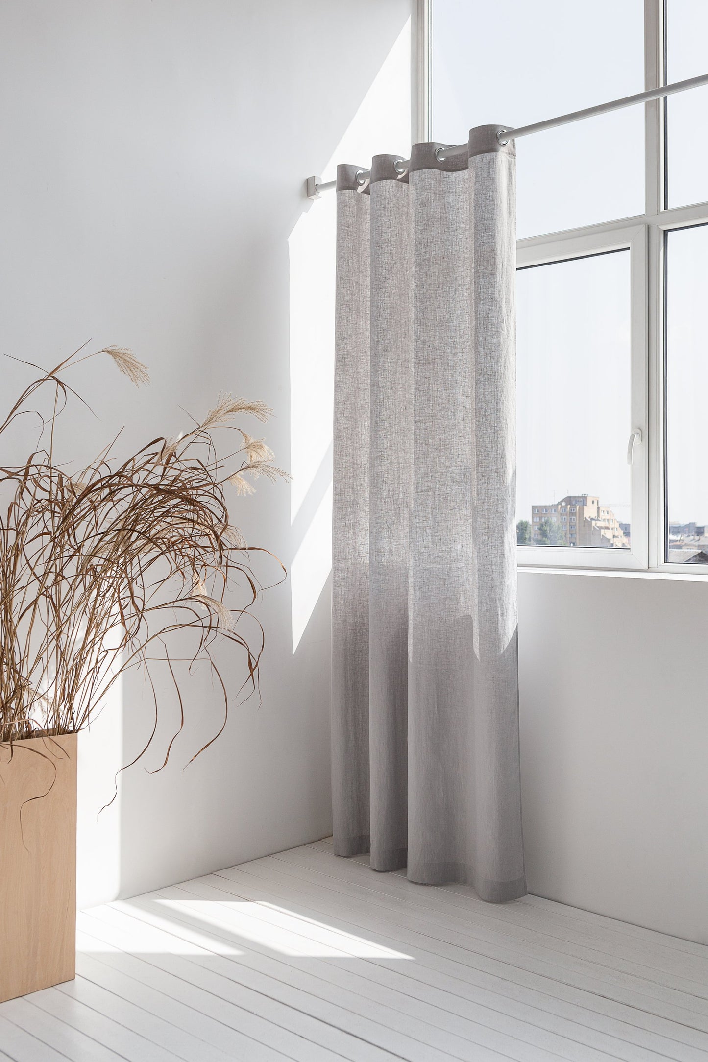 Light Grey linen curtain with grommets
