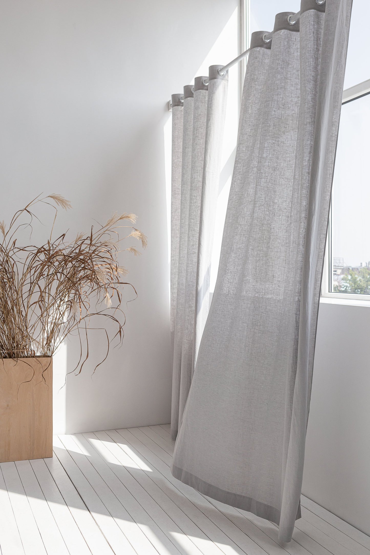 Light Grey linen curtain with grommets