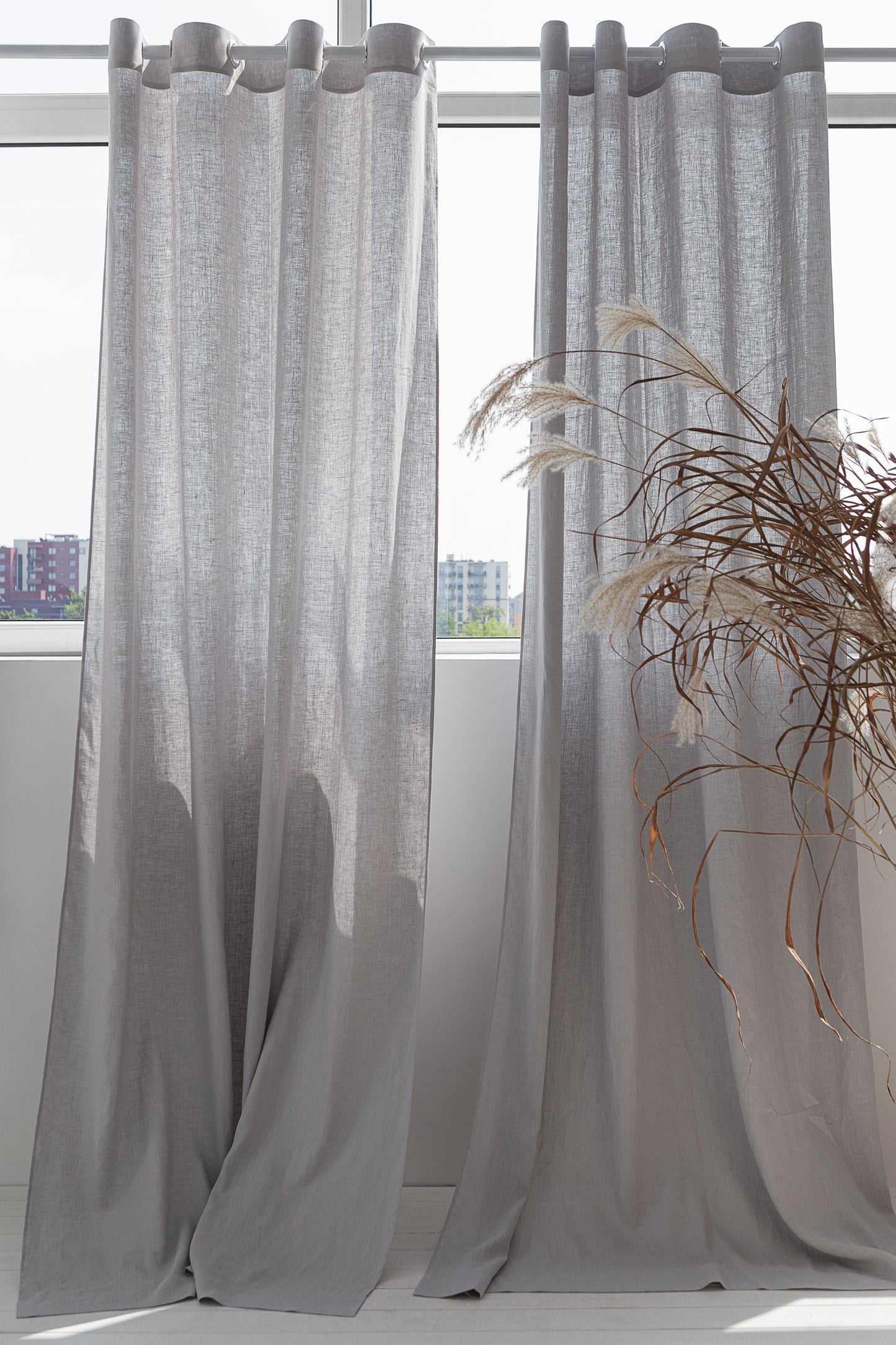 Light Grey linen curtain with grommets