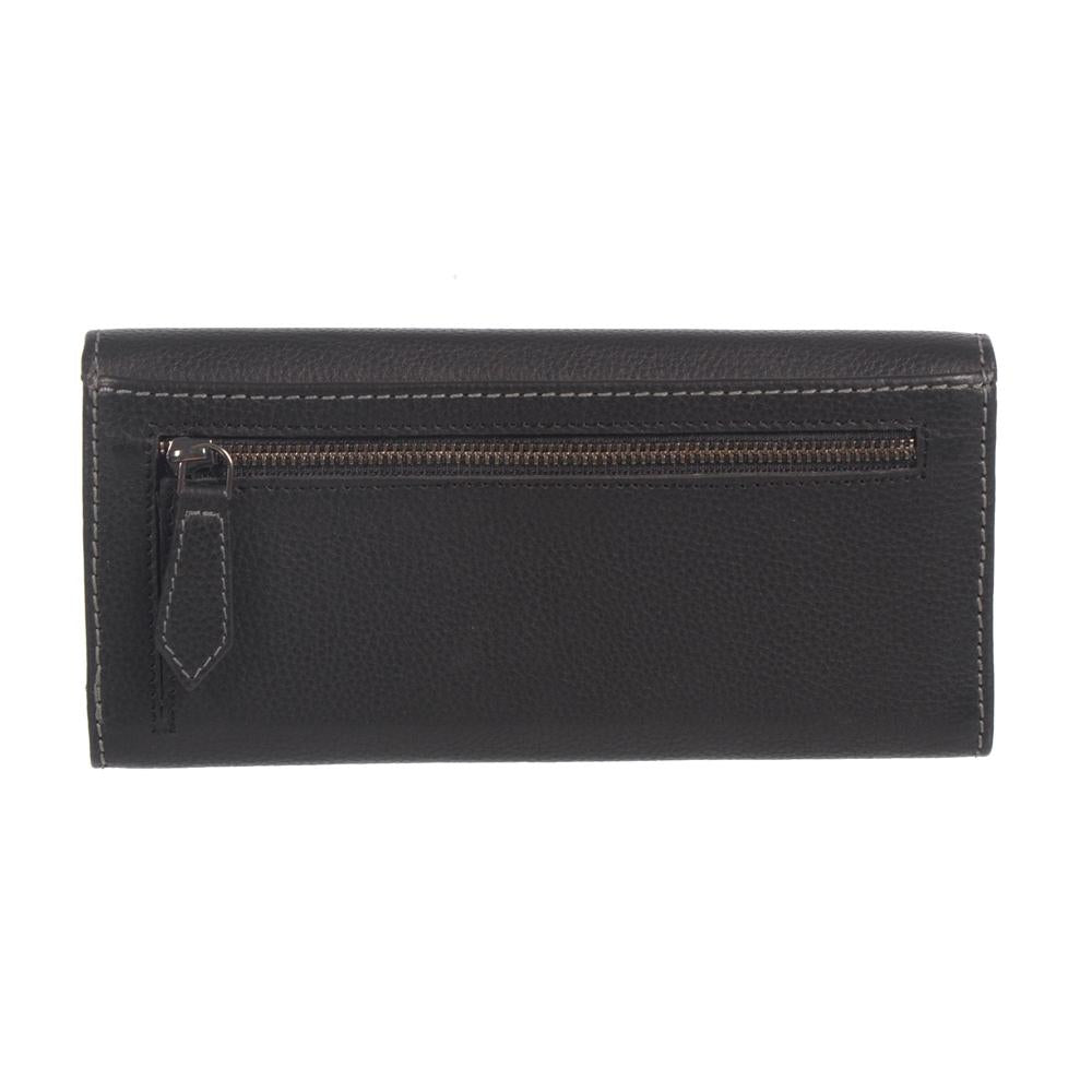 Ladies Full Leather Clutch Wallet with Gusset Pocket