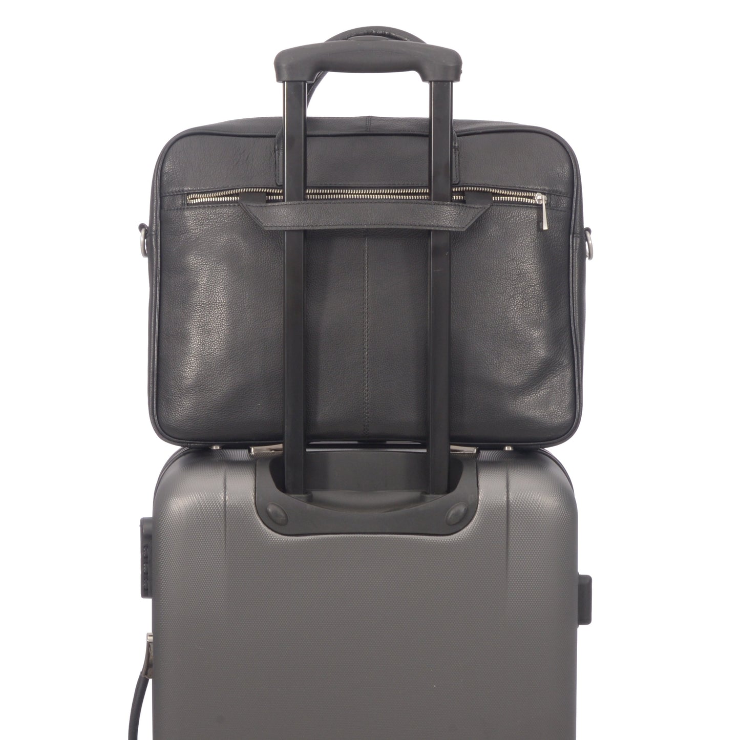 Top Handle Messenger Leather Briefcase