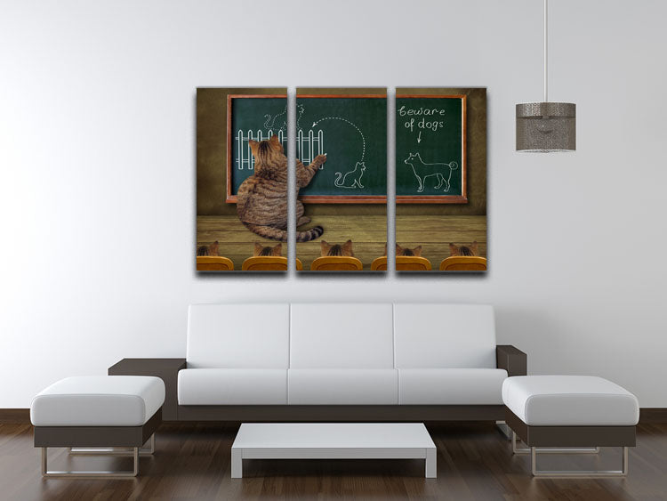 Cat teacher and his pupils 3 Split Panel Canvas Print