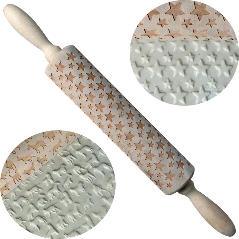 Christmas Wooden Embossing Rolling  Engraved