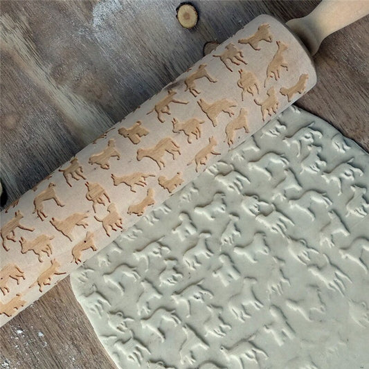 Christmas Wooden Embossing Rolling  Engraved