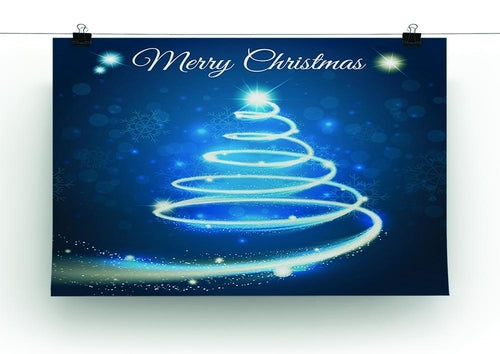 Christmas Blue Tree Canvas Print or Poster