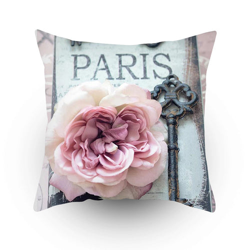 Colorful Flower Printed Cushion Cover Peach Skin
